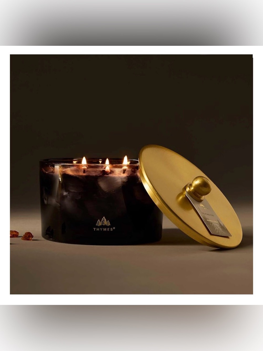 Thymes Noir Woods Scented Candle – (Large 3 Wick Candle, 18 oz)